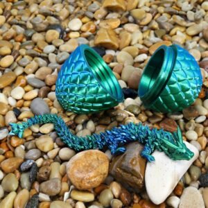 3D Printed Dragon with Surprise Egg,Surprise Dinosaur Eggs Fidget Toys for Kids, Birthdays, Halloween Christmas Decorations Gifts Indoor Outdoor for Girls Boys (Green)