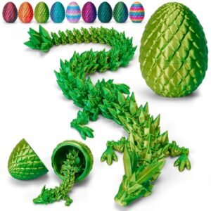 3D Printed Dragon with Surprise Egg,Surprise Dinosaur Eggs Fidget Toys for Kids, Birthdays, Halloween Christmas Decorations Gifts Indoor Outdoor for Girls Boys  (Laser Yellow Green)